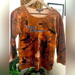 Dark orange, holiday traditions, long sleeve Halloween top